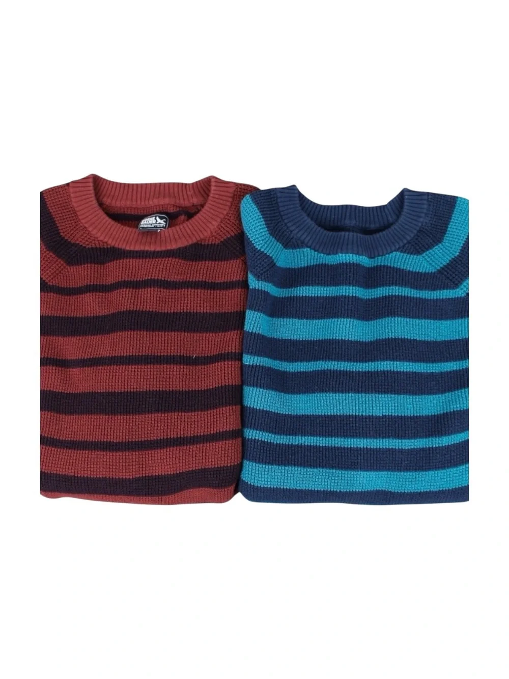 Lot of 2 Eddie Bauer‎ Women's Knit Sweaters Striped Cotton Crewneck Size S